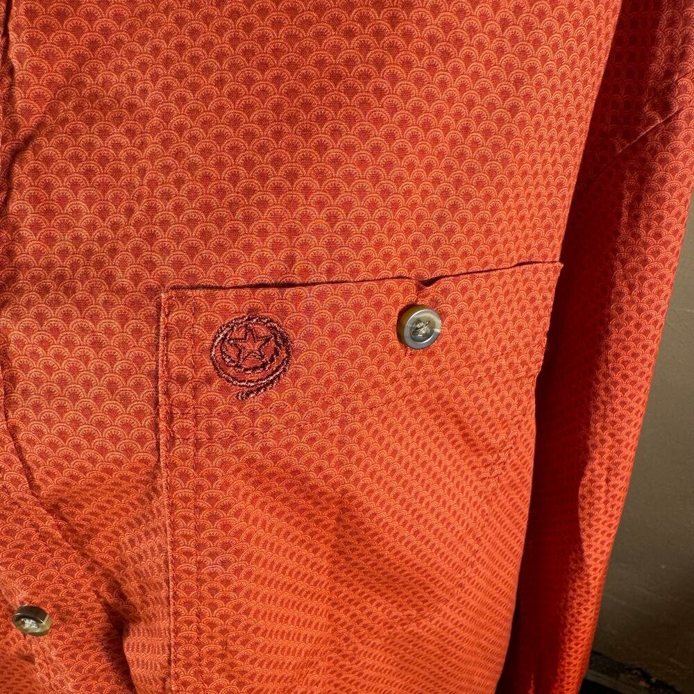 Wrangler George Strait Collection Men's Orange Rust Button-Down Shirt – Size M - Picture 2 of 7